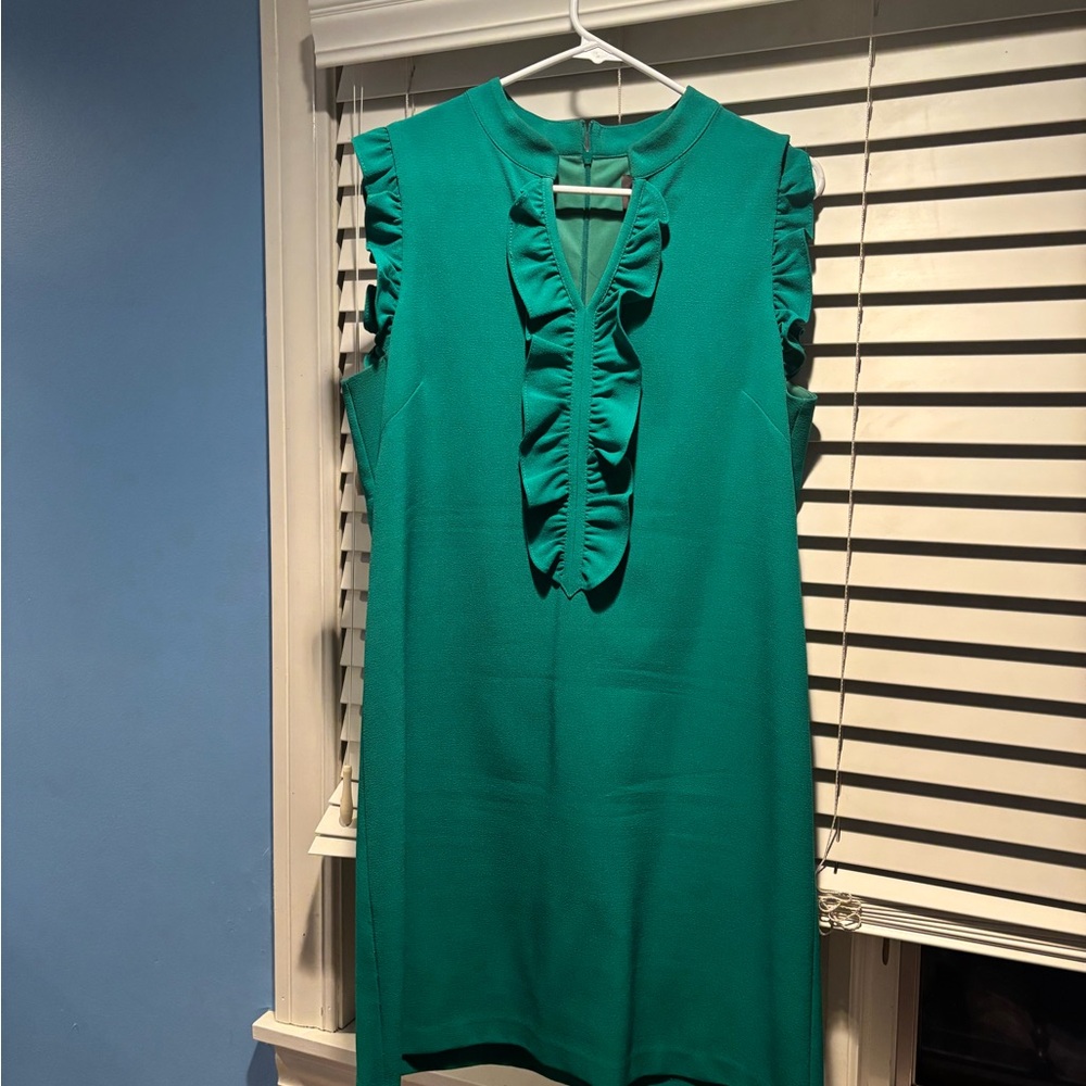 Vince Camuto Emerald Green Ruffle Midi Dress Size 12